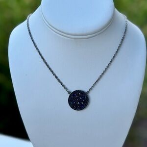 Sabika Silver Necklace with Sparkling Blue Pendant